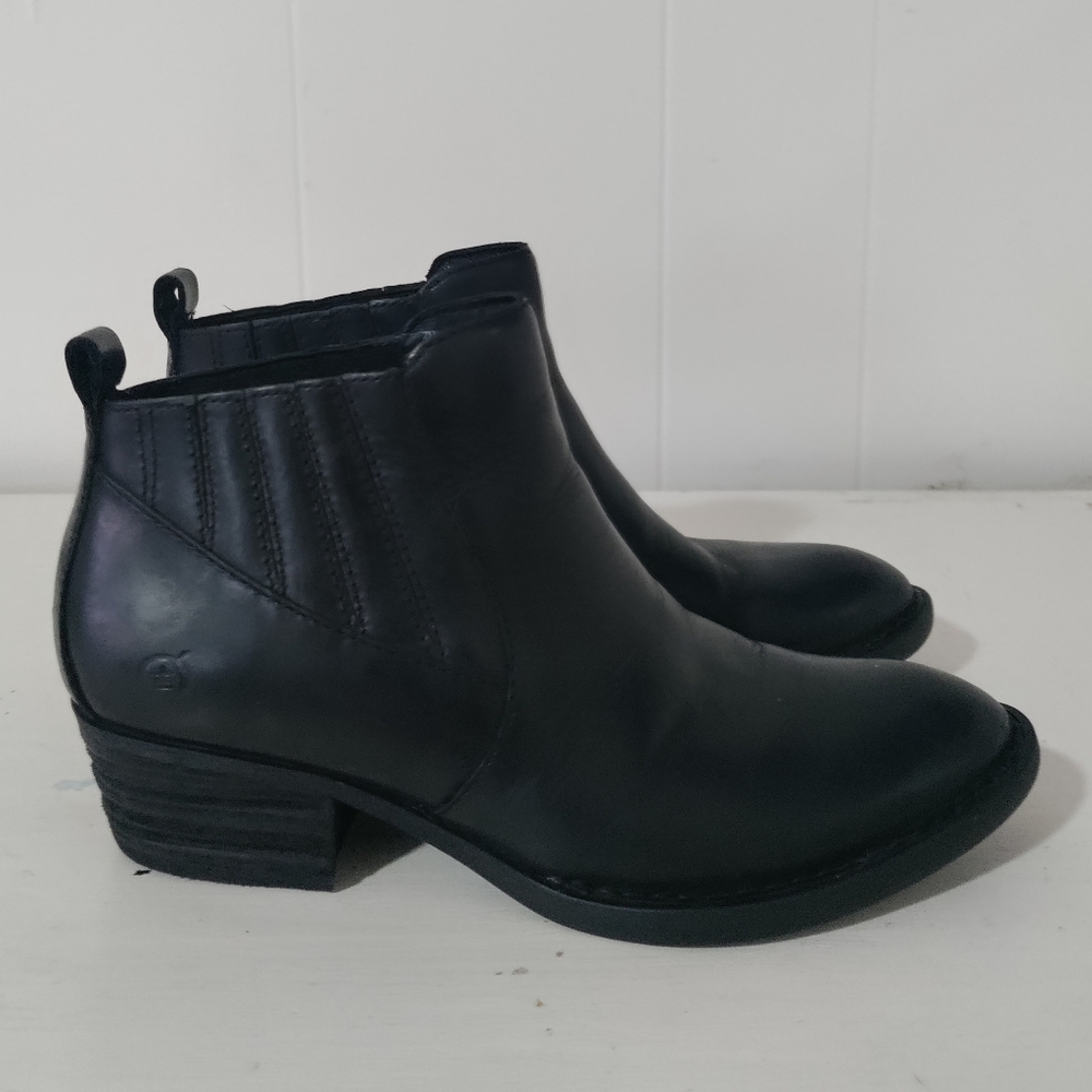 Born pull on chelsea boots beebe genuine leather black boho western cowboy ankle